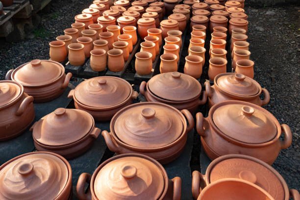 Many earthenware jugs for wine are sold. Georgia